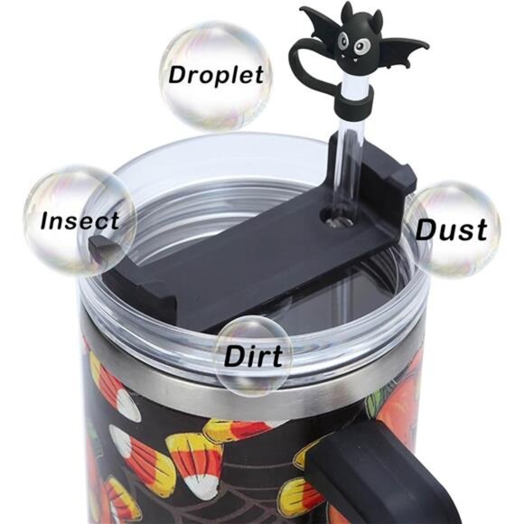 5PCS Halloween Straw Cover Caps for Stanley Cup - Silicone Straw Toppers - Picture 3 of 7